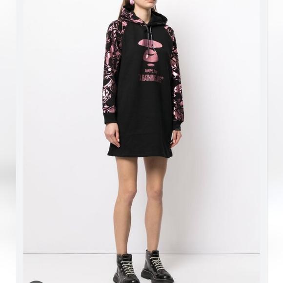Bape Dresses & Skirts - Aape A Bathing Ape Graphic Hooded Dress